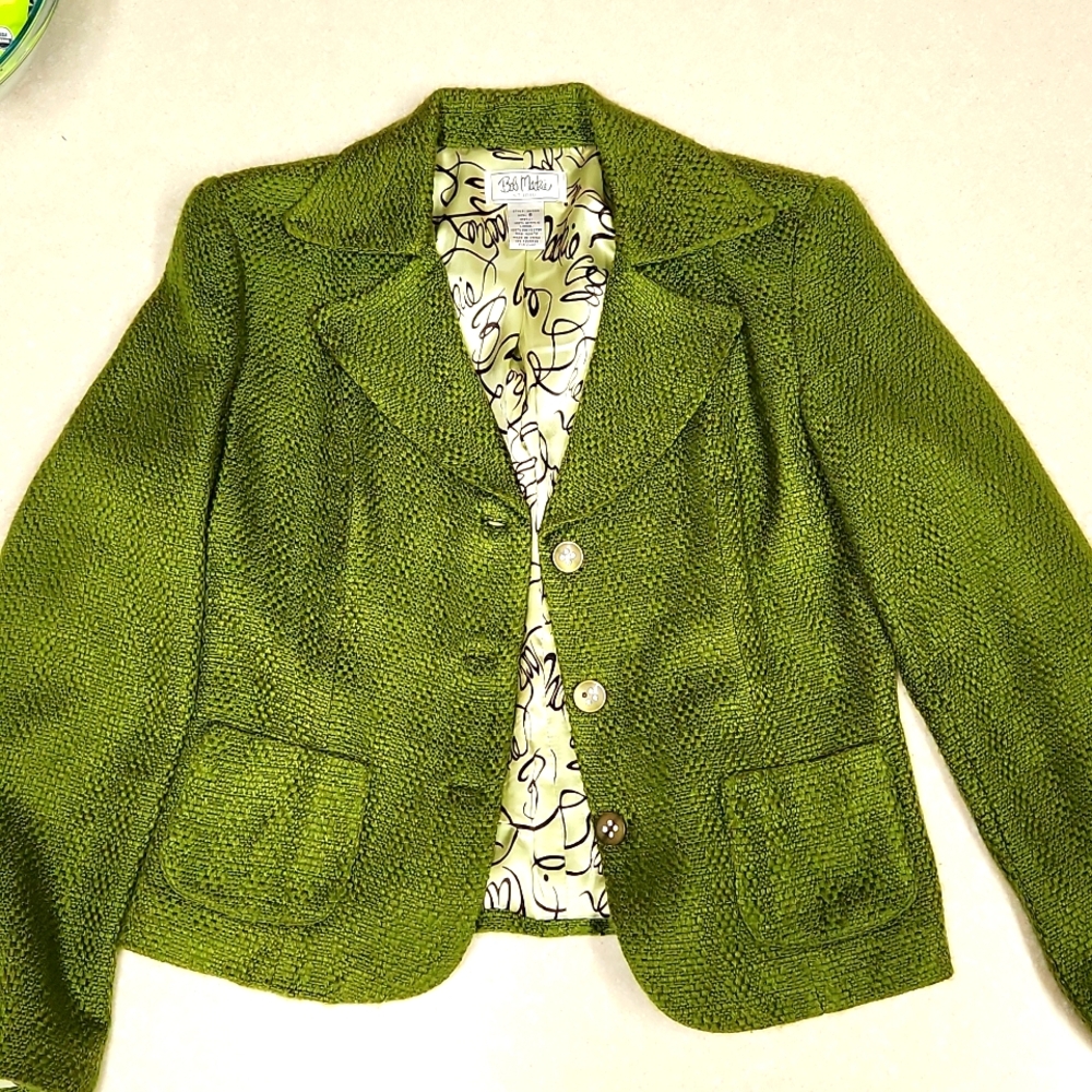 Bob Mackie Studio Green Tweed Blazer